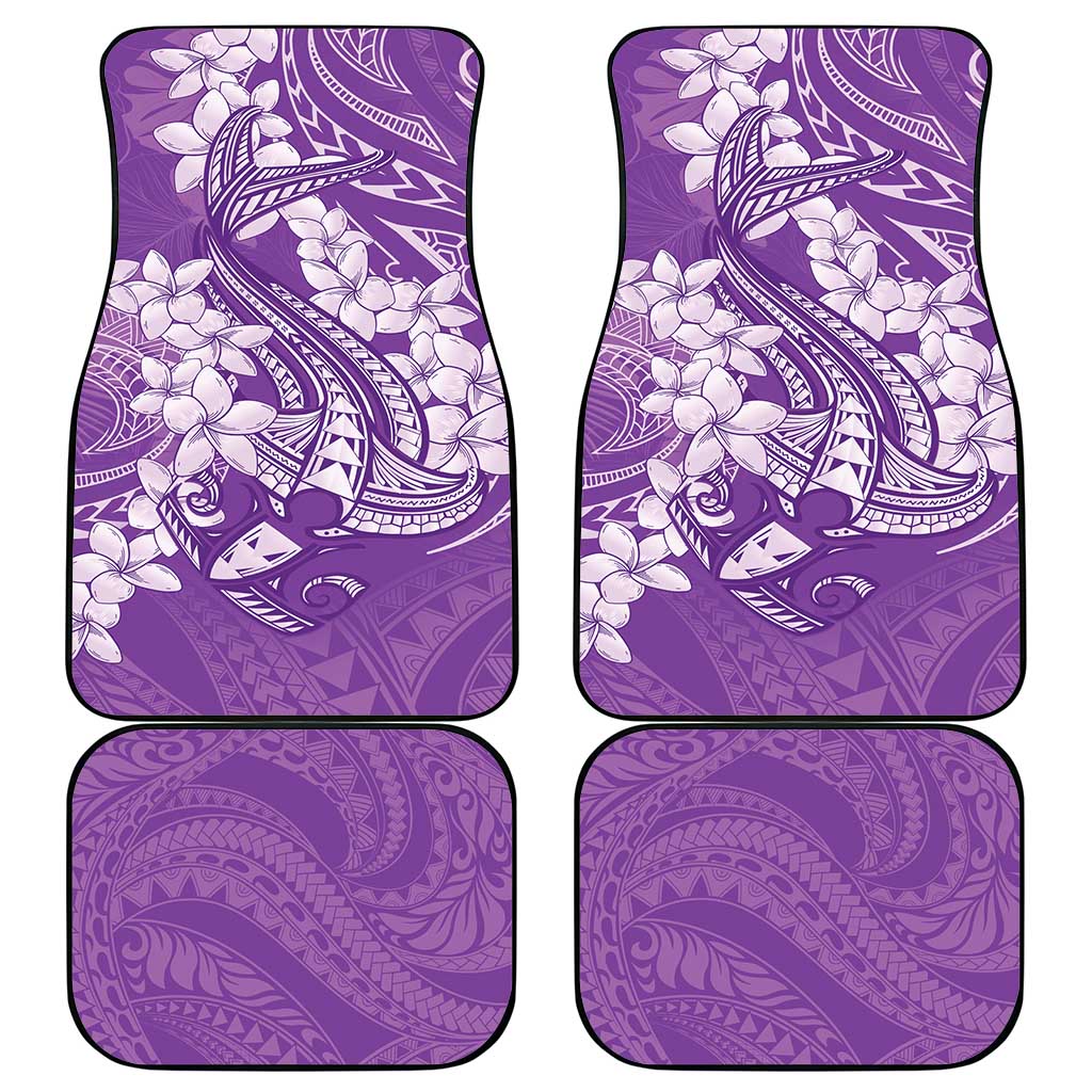 Purple Polynesia Hammerhead Shark Tattoo With Plumeria Lei Car Mats