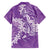Purple Polynesia Hammerhead Shark Tattoo With Plumeria Lei Family Matching Off Shoulder Short Dress and Hawaiian Shirt