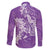 Purple Polynesia Hammerhead Shark Tattoo With Plumeria Lei Family Matching Off Shoulder Short Dress and Hawaiian Shirt