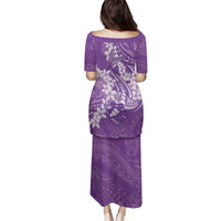 Purple Polynesia Hammerhead Shark Tattoo With Plumeria Lei Family Matching Puletasi and Hawaiian Shirt