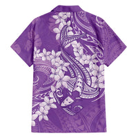 Purple Polynesia Hammerhead Shark Tattoo With Plumeria Lei Family Matching Summer Maxi Dress and Hawaiian Shirt