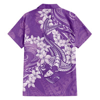 Purple Polynesia Hammerhead Shark Tattoo With Plumeria Lei Hawaiian Shirt
