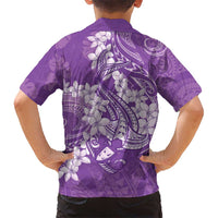 Purple Polynesia Hammerhead Shark Tattoo With Plumeria Lei Hawaiian Shirt