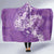 Purple Polynesia Hammerhead Shark Tattoo With Plumeria Lei Hooded Blanket