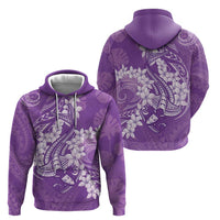 Purple Polynesia Hammerhead Shark Tattoo With Plumeria Lei Hoodie