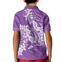 Purple Polynesia Hammerhead Shark Tattoo With Plumeria Lei Kid Polo Shirt