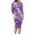 Purple Polynesia Hammerhead Shark Tattoo With Plumeria Lei Long Sleeve Bodycon Dress
