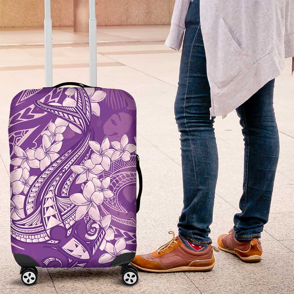 Purple Polynesia Hammerhead Shark Tattoo With Plumeria Lei Luggage Cover LT14 Purple - Polynesian Pride