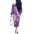 Purple Polynesia Hammerhead Shark Tattoo With Plumeria Lei Off The Shoulder Long Sleeve Dress