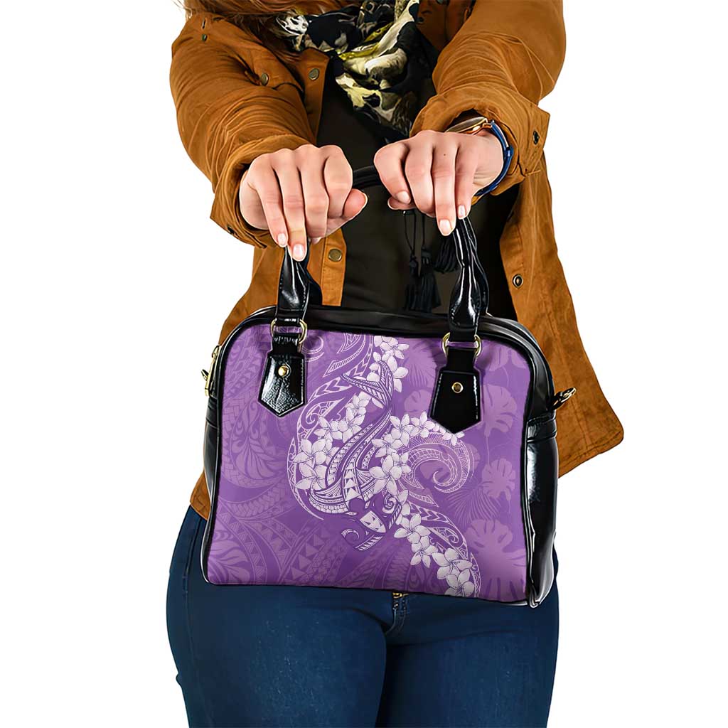 Purple Polynesia Hammerhead Shark Tattoo With Plumeria Lei Shoulder Handbag LT14 One Size Purple - Polynesian Pride