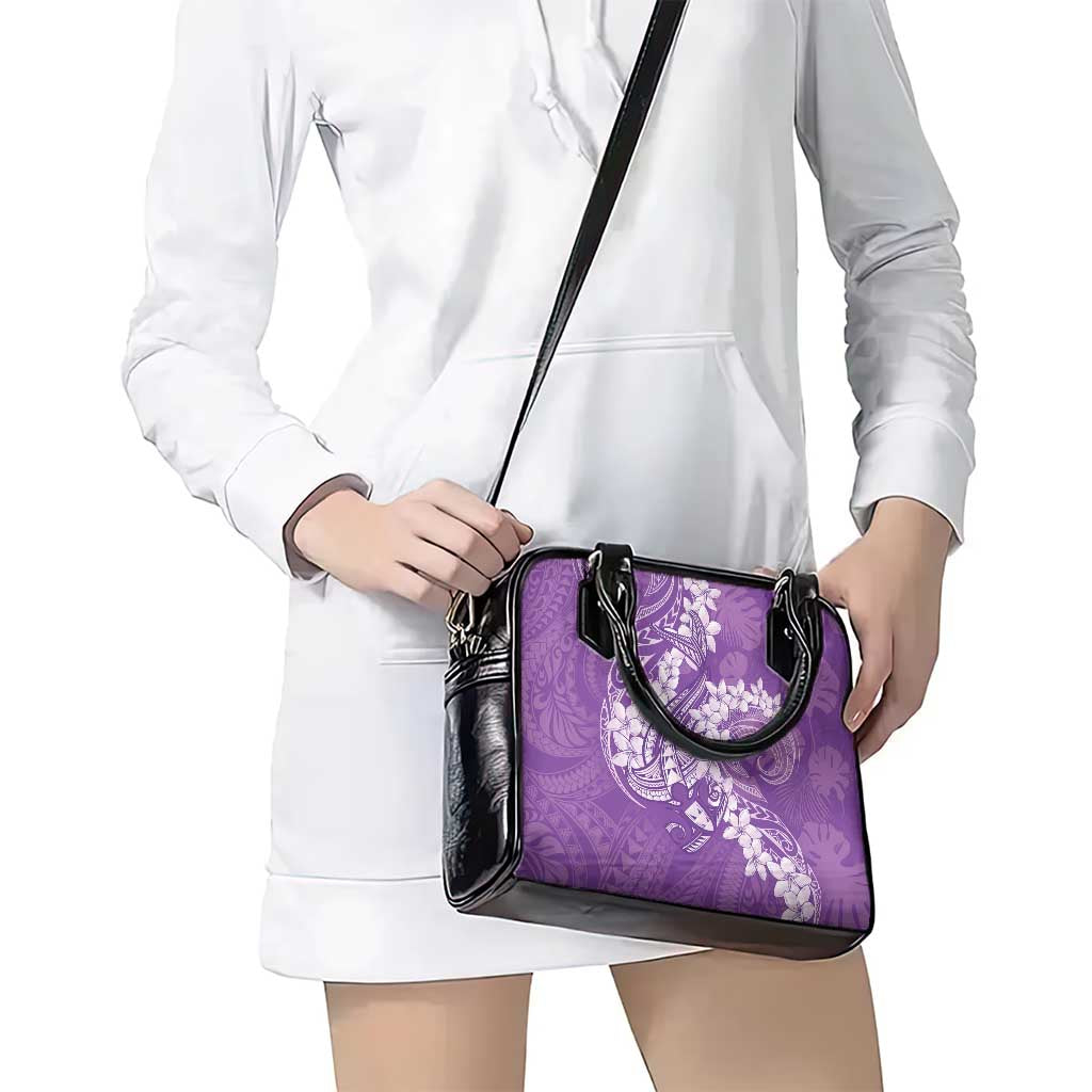 Purple Polynesia Hammerhead Shark Tattoo With Plumeria Lei Shoulder Handbag