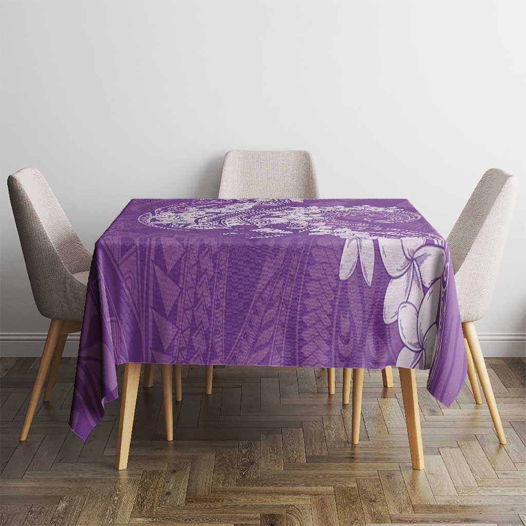 Purple Polynesia Hammerhead Shark Tattoo With Plumeria Lei Tablecloth