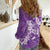 Purple Polynesia Hammerhead Shark Tattoo With Plumeria Lei Women Casual Shirt
