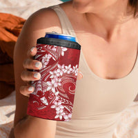 Red Polynesia Hammerhead Shark Tattoo With Plumeria Lei 4 in 1 Can Cooler Tumbler