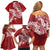 Red Polynesia Hammerhead Shark Tattoo With Plumeria Lei Family Matching Off Shoulder Short Dress and Hawaiian Shirt