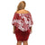Red Polynesia Hammerhead Shark Tattoo With Plumeria Lei Family Matching Off Shoulder Short Dress and Hawaiian Shirt