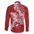 Red Polynesia Hammerhead Shark Tattoo With Plumeria Lei Family Matching Tank Maxi Dress and Hawaiian Shirt