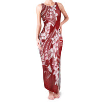 Red Polynesia Hammerhead Shark Tattoo With Plumeria Lei Family Matching Tank Maxi Dress and Hawaiian Shirt