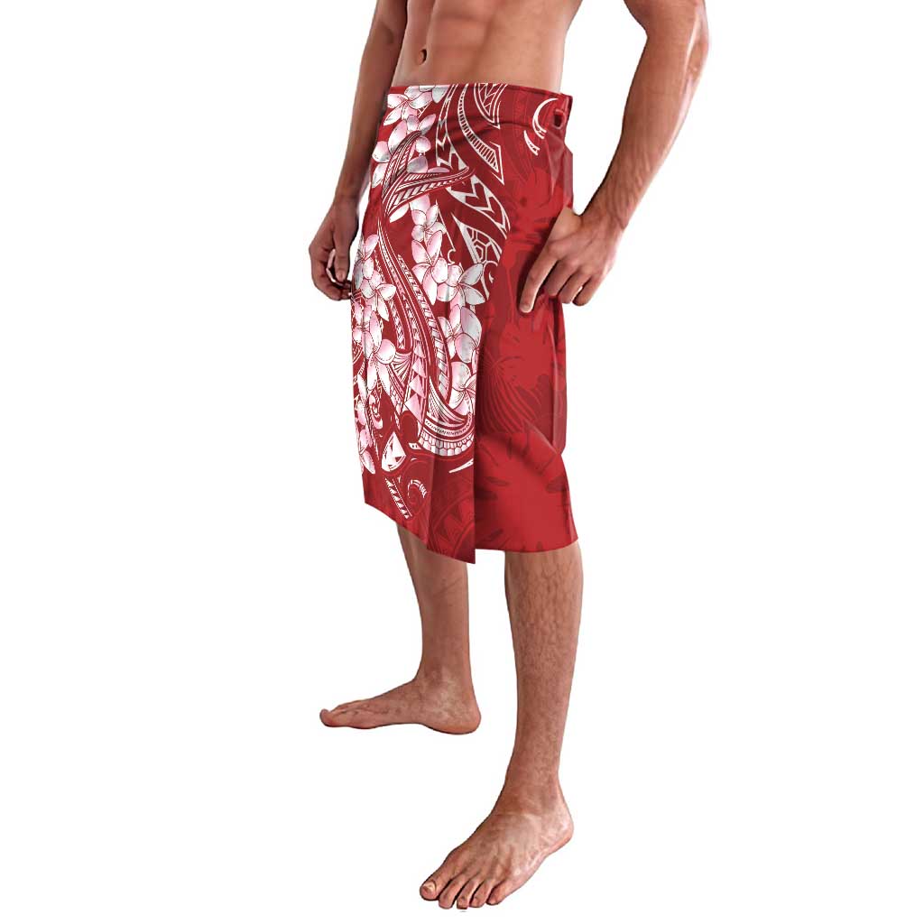 Red Polynesia Hammerhead Shark Tattoo With Plumeria Lei Lavalava