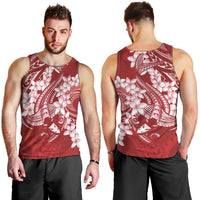 Red Polynesia Hammerhead Shark Tattoo With Plumeria Lei Men Tank Top