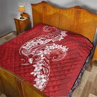 Red Polynesia Hammerhead Shark Tattoo With Plumeria Lei Quilt