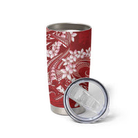 Red Polynesia Hammerhead Shark Tattoo With Plumeria Lei Tumbler Cup LT14 - Polynesian Pride
