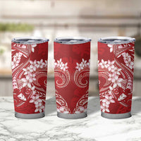 Red Polynesia Hammerhead Shark Tattoo With Plumeria Lei Tumbler Cup LT14 - Polynesian Pride