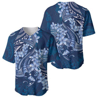 Navy Blue Polynesia Hammerhead Shark Tattoo With Plumeria Lei Baseball Jersey