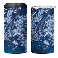 Navy Blue Polynesia Hammerhead Shark Tattoo With Plumeria Lei 4 in 1 Can Cooler Tumbler