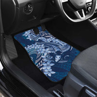 Navy Blue Polynesia Hammerhead Shark Tattoo With Plumeria Lei Car Mats