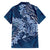 Navy Blue Polynesia Hammerhead Shark Tattoo With Plumeria Lei Family Matching Summer Maxi Dress and Hawaiian Shirt