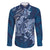 Navy Blue Polynesia Hammerhead Shark Tattoo With Plumeria Lei Family Matching Summer Maxi Dress and Hawaiian Shirt