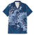 Navy Blue Polynesia Hammerhead Shark Tattoo With Plumeria Lei Hawaiian Shirt