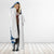 Navy Blue Polynesia Hammerhead Shark Tattoo With Plumeria Lei Hooded Blanket