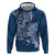 Navy Blue Polynesia Hammerhead Shark Tattoo With Plumeria Lei Hoodie