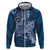 Navy Blue Polynesia Hammerhead Shark Tattoo With Plumeria Lei Hoodie