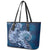 Navy Blue Polynesia Hammerhead Shark Tattoo With Plumeria Lei Leather Tote Bag