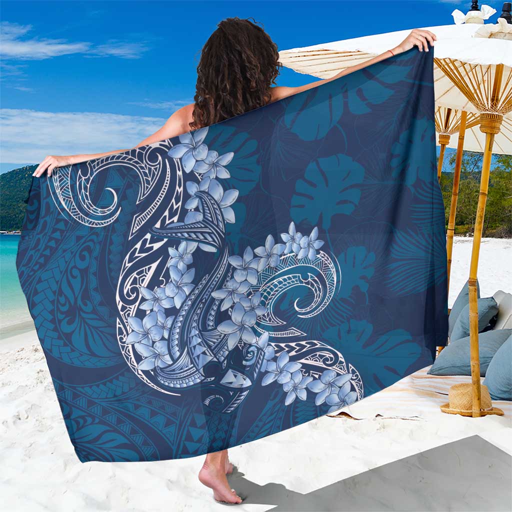 Navy Blue Polynesia Hammerhead Shark Tattoo With Plumeria Lei Sarong LT14 One Size 44 x 66 inches Navy Blue - Polynesian Pride