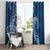 Navy Blue Polynesia Hammerhead Shark Tattoo With Plumeria Lei Window Curtain