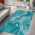 Teal Polynesia Hammerhead Shark Tattoo With Plumeria Lei Area Rug