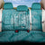 Teal Polynesia Hammerhead Shark Tattoo With Plumeria Lei Back Car Seat Cover