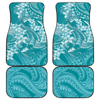Teal Polynesia Hammerhead Shark Tattoo With Plumeria Lei Car Mats