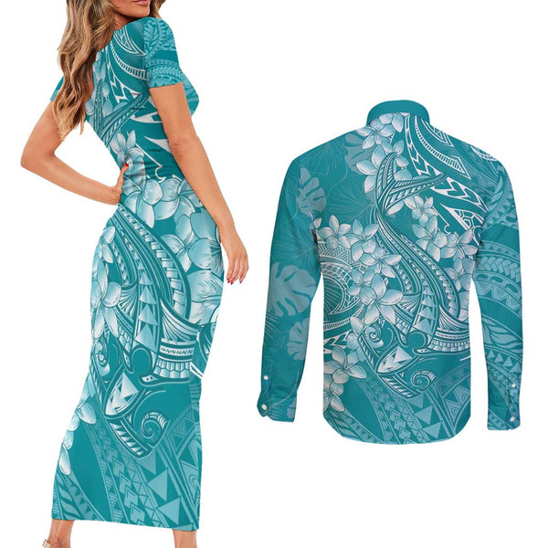 elegant knee length formal dresses Hawaii Flowers Mix Tribal Pattern Off Shoulder Long Dress main image 1