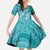 Teal Polynesia Hammerhead Shark Tattoo With Plumeria Lei Family Matching Summer Maxi Dress and Hawaiian Shirt