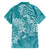 Teal Polynesia Hammerhead Shark Tattoo With Plumeria Lei Family Matching Summer Maxi Dress and Hawaiian Shirt