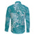 Teal Polynesia Hammerhead Shark Tattoo With Plumeria Lei Family Matching Summer Maxi Dress and Hawaiian Shirt