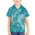Teal Polynesia Hammerhead Shark Tattoo With Plumeria Lei Family Matching Summer Maxi Dress and Hawaiian Shirt
