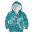 Teal Polynesia Hammerhead Shark Tattoo With Plumeria Lei Kid Hoodie