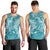 Teal Polynesia Hammerhead Shark Tattoo With Plumeria Lei Men Tank Top