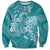 Teal Polynesia Hammerhead Shark Tattoo With Plumeria Lei Sweatshirt